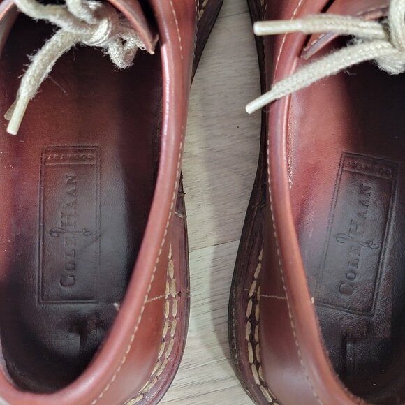Cole Haan Country Derby Chukka Shoes Mens 10 M Cognac Brown‎ Split Toe Leather - Picture 5 of 8